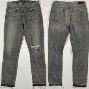 NWOT Agolde Sophie Crop Raw Hem Distressed Jeans